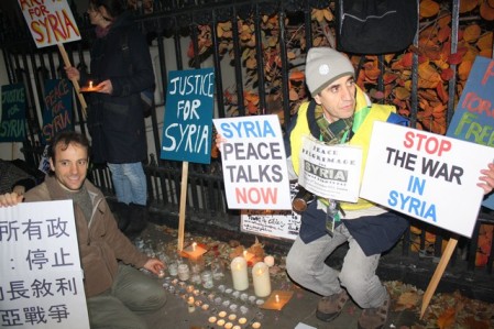 Outside Syrian embassy. Credit: Rada Daniell / Syria Peace & Justice