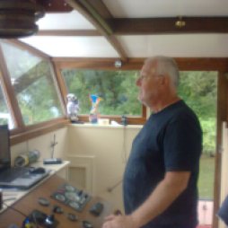 David, the skipper of the hotel barge.